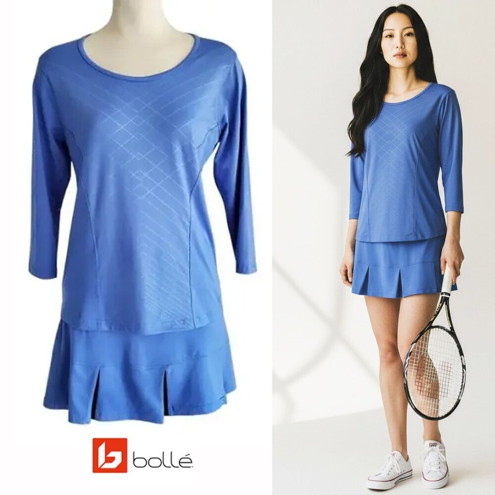 Bollé Top & Skort Set Blue Tennis Pickleball Golf 3/4 Sleeve Size S